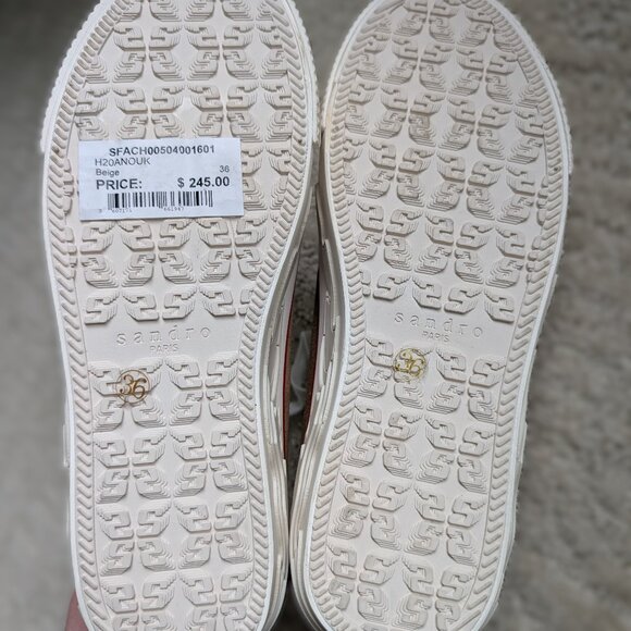 Sandro Paris Flame Suede Sneakers | EU 36 / US 5.5 | Beige & Red | NWT - Picture 5 of 9